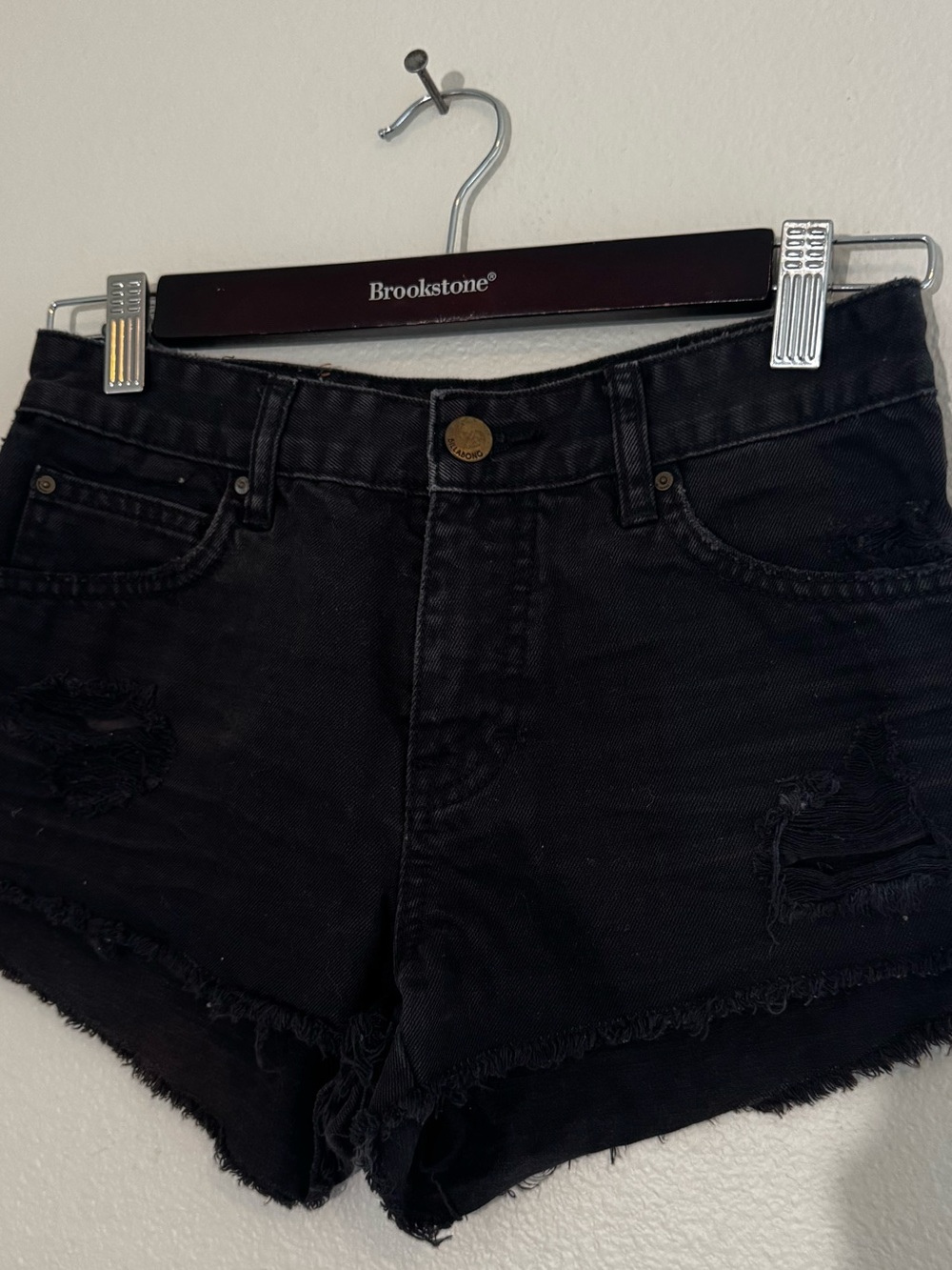 Billabong Black Distressed High-Rise Denim Shorts size 24